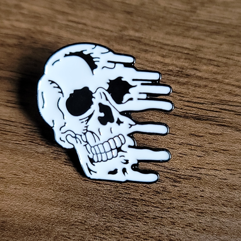 Melting Skeleton Skull Enamel Pin